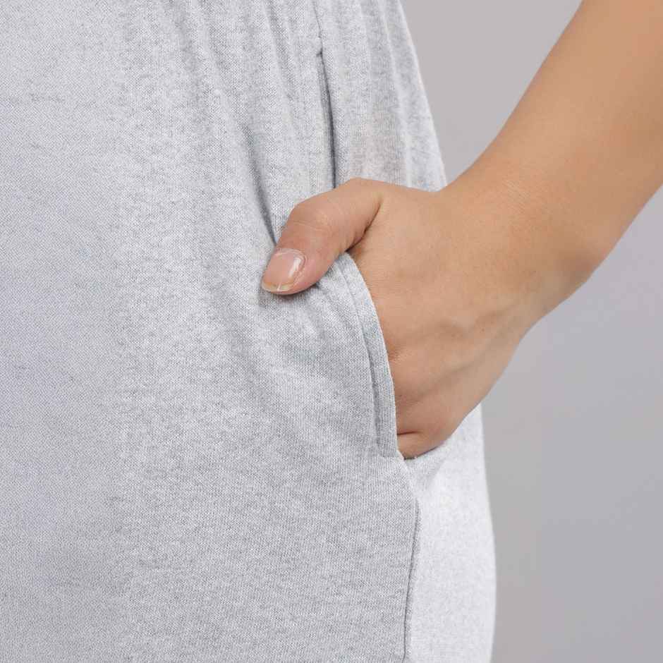 Springman Solid Grey Shorts With Elastic & Drawstring For Women | M