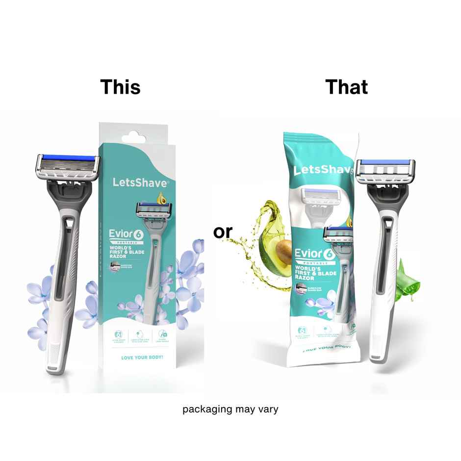 LetsShave Evior 6 Portable Body Shaving Razor for Women | World's First 6-Blade Razor