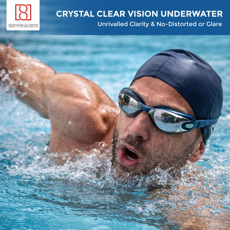 Spanker Sports Anti-Fog UV Swimming Goggles with Adjustable Strap & Case Unisex