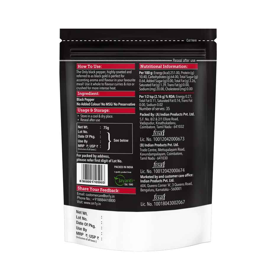 On1y Whole Black Pepper Kali Mirch Sabut