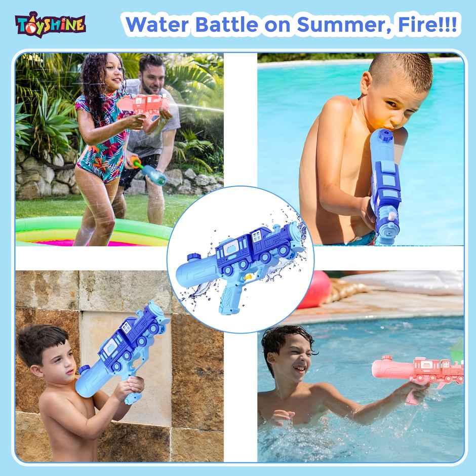 Toyshine Train Model High Pressure Water Gun - Holi Toy With 400ml Tank | Blue
