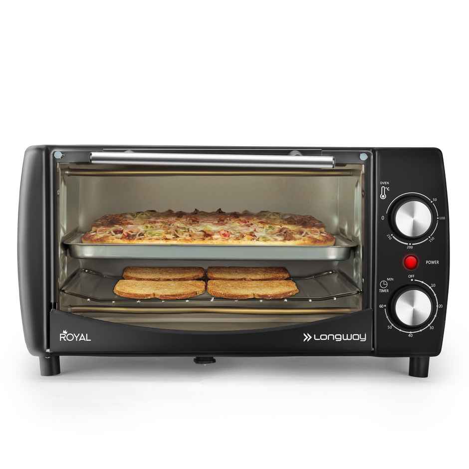 Longway Royal OTG 12Ltr Oven Toaster Griller with Heating Modes |1000W - Black