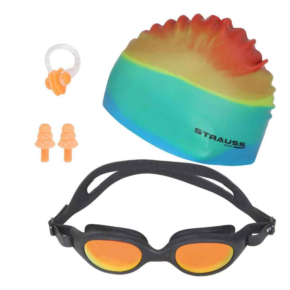 Strauss Swimming Goggles Set | Orange & Green