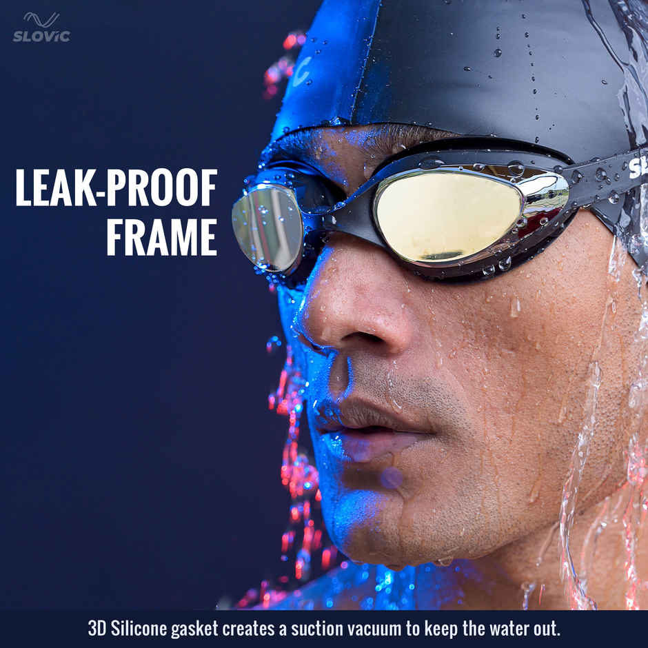 Slovic Swimming Goggles & Cap Kit for Pool and Swim Training - Black