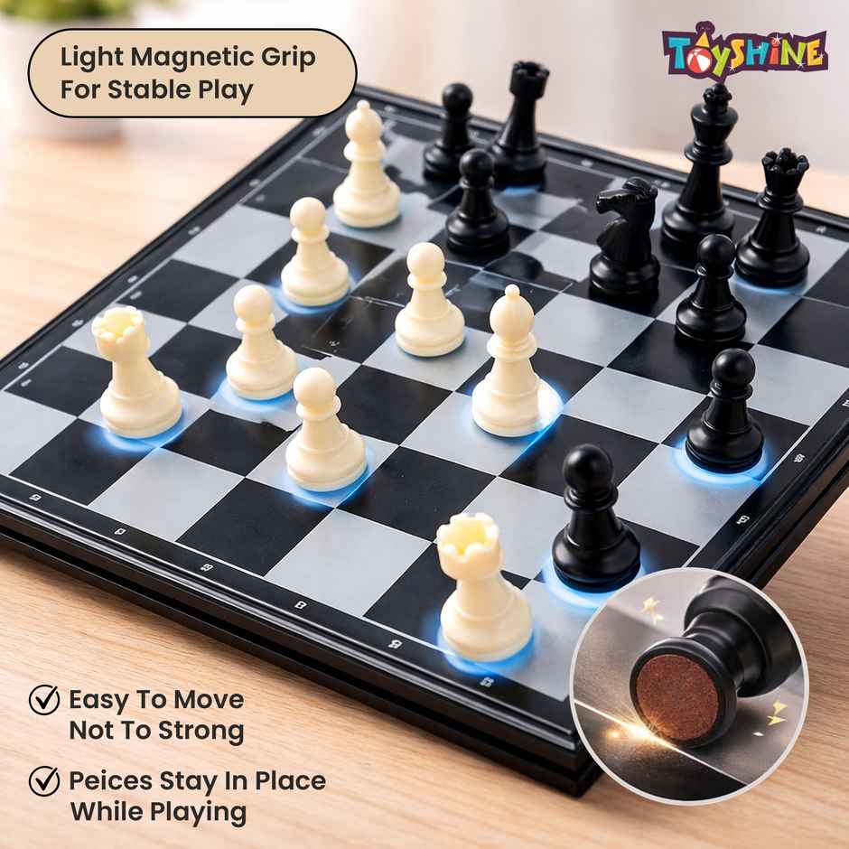 Toyshine Magnus Magnetic Chess Set With Folding Chess Board And Pieces Educational Toys