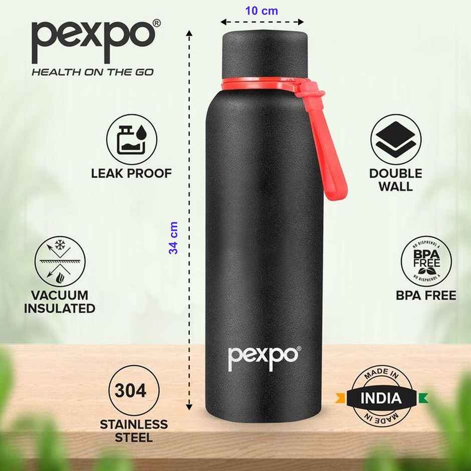 Pexpo 24 Hrs Hot & Cold ISI Certified Bravo Vacuum Insulated Water Bottle Flask | 1 L