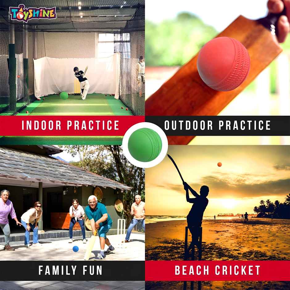 Toyshine Rubber Cricket Balls for Kids - Pack of 10 | Multicolor | Standard Size