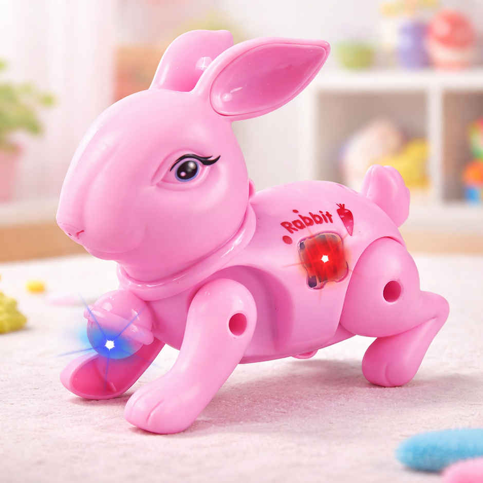 Toyshine Battery Operated Cute Interactive Walking Rabbit With Light & Sound , Pink