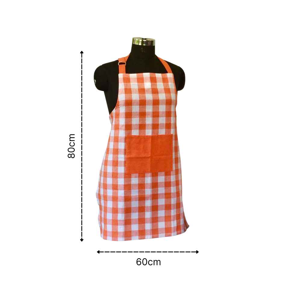 Lushomes Kitchen Apron Set - Orange & Red Checks