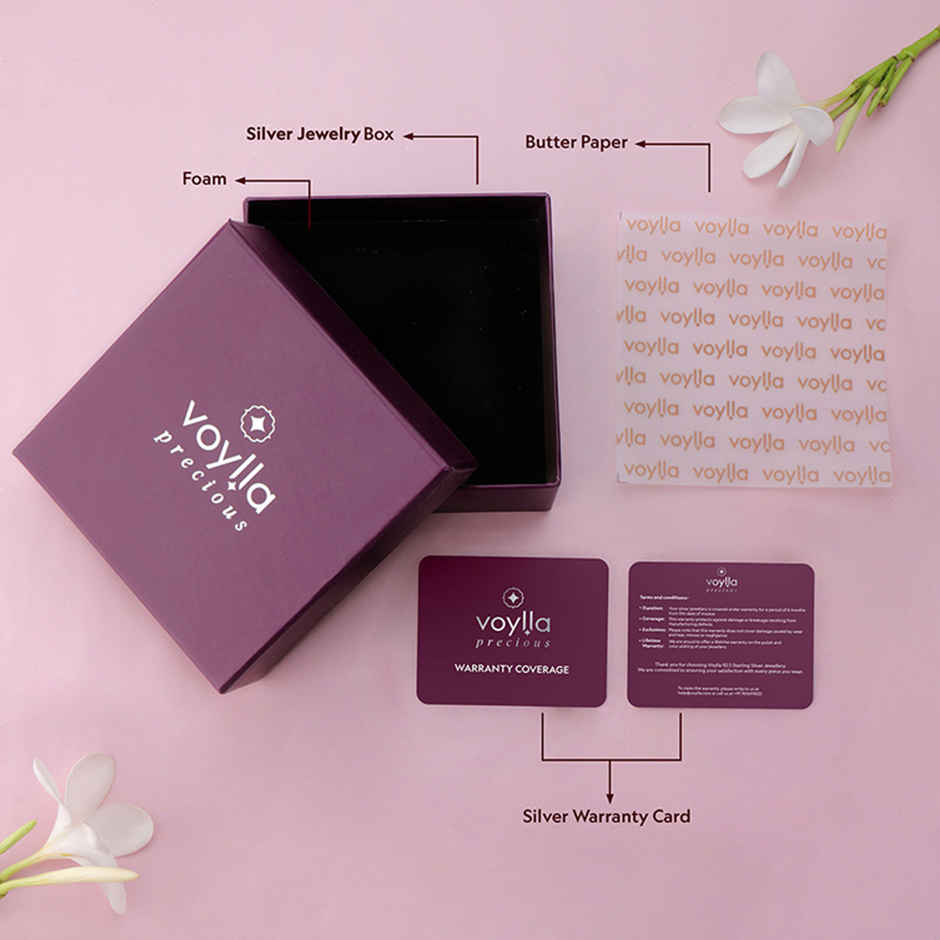 Voylla 925 Sterling Silver Cz Stone Embedded Stud Earrings