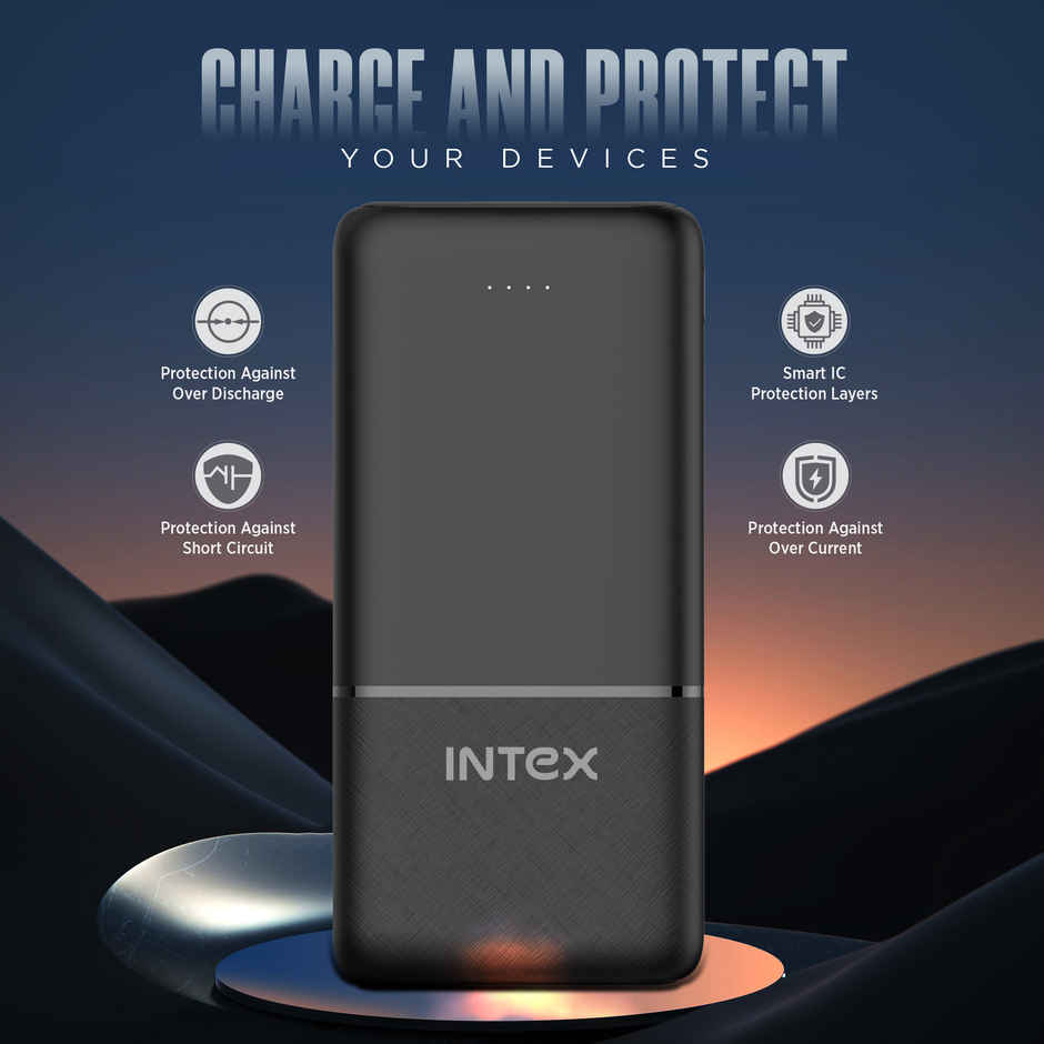 Intex 10000 mAh 12 W Power Bank (Smokey Black, Lithium Polymer)