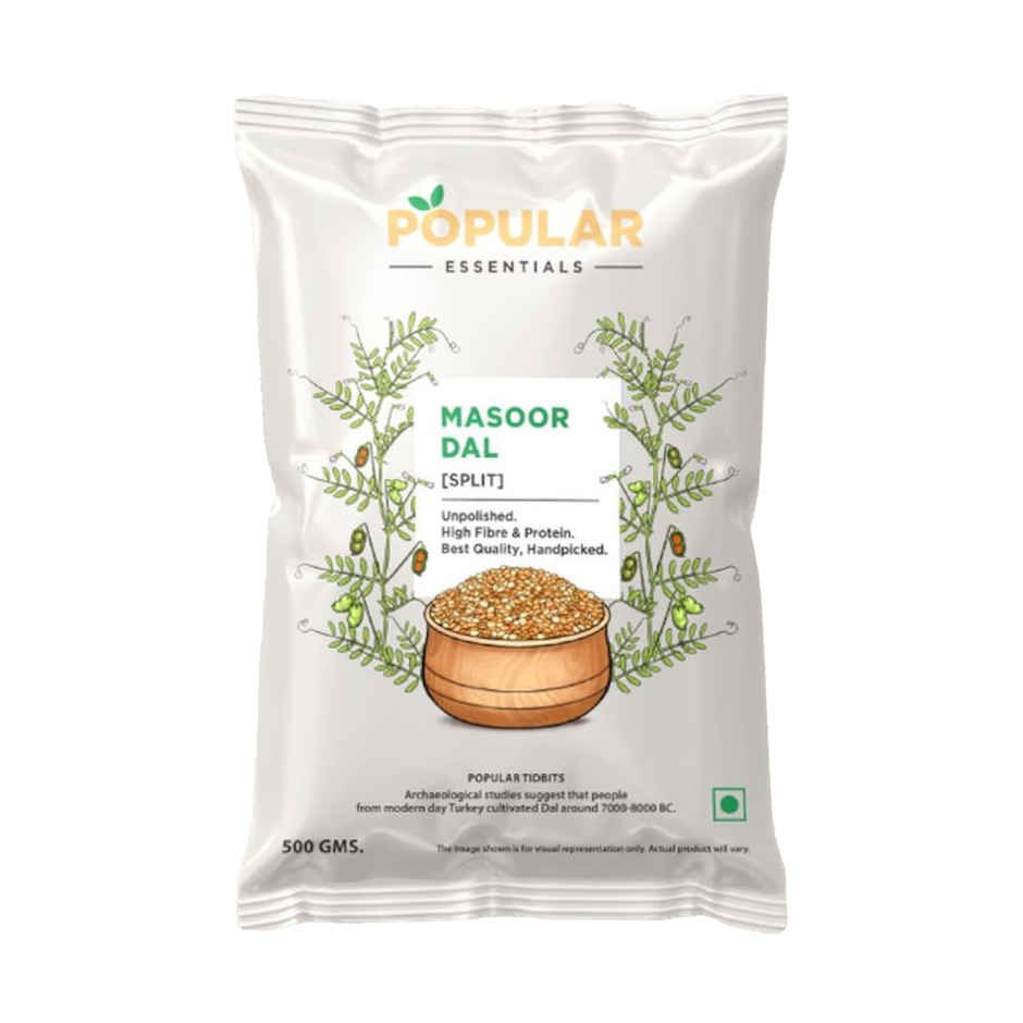 Popular Essentials Masoor Dal Split | Un-Polished