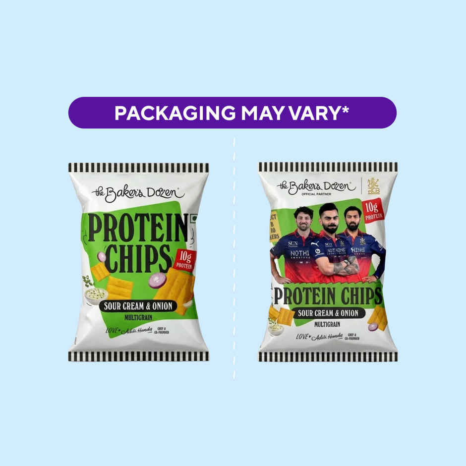 The Baker's Dozen Protein Chips Sour Cream & Onion Multigrain | 10g Protein | Baked | Healthy Snack