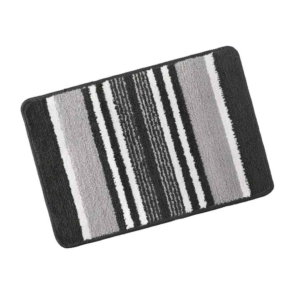 Kuber Industries Pack of 2 Anti-Skid Door Mats for Home | Micro Jupitar Lining -Dark Grey