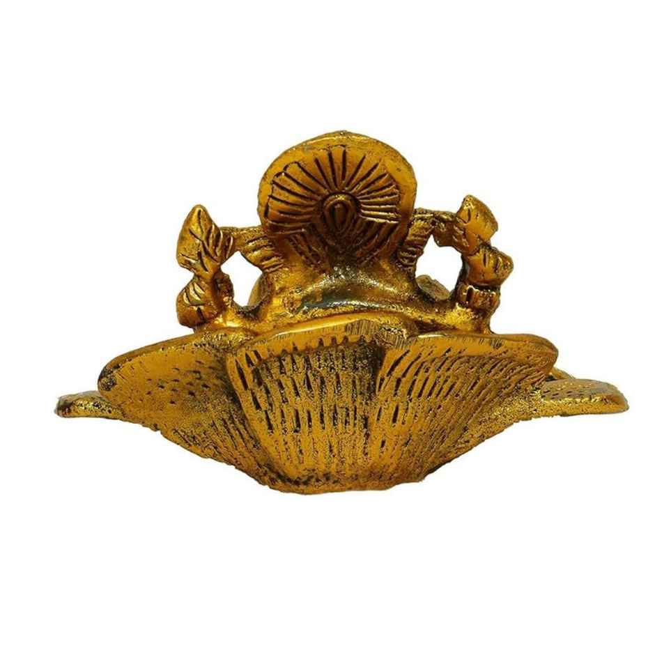 Ganesh Ji Idol with Laptop in Gold Polish | Devnidhi