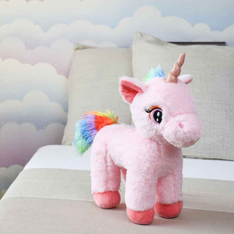 Mirada 32 cm Standing Unicorn With Glitter Horn - Pink
