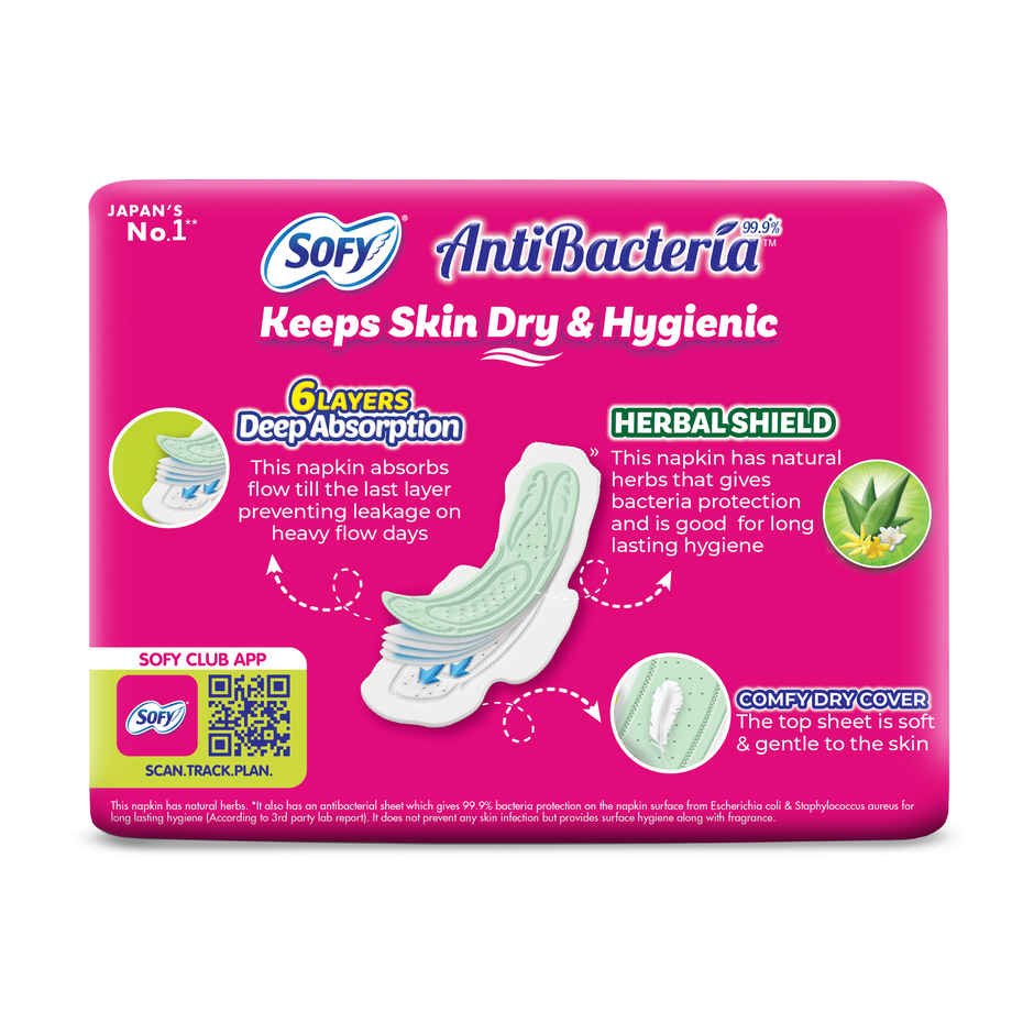 Sofy AntiBacteria XL Sanitary Pads | 6 Layer Deep Absorption | 290mm