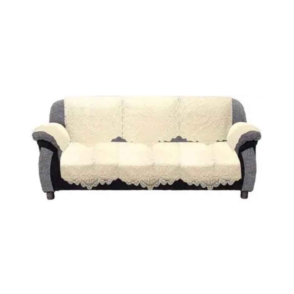 Kuber Industries Premium 5 Seater Sofa Cover | Chikankari Cotton Fabric | Cream