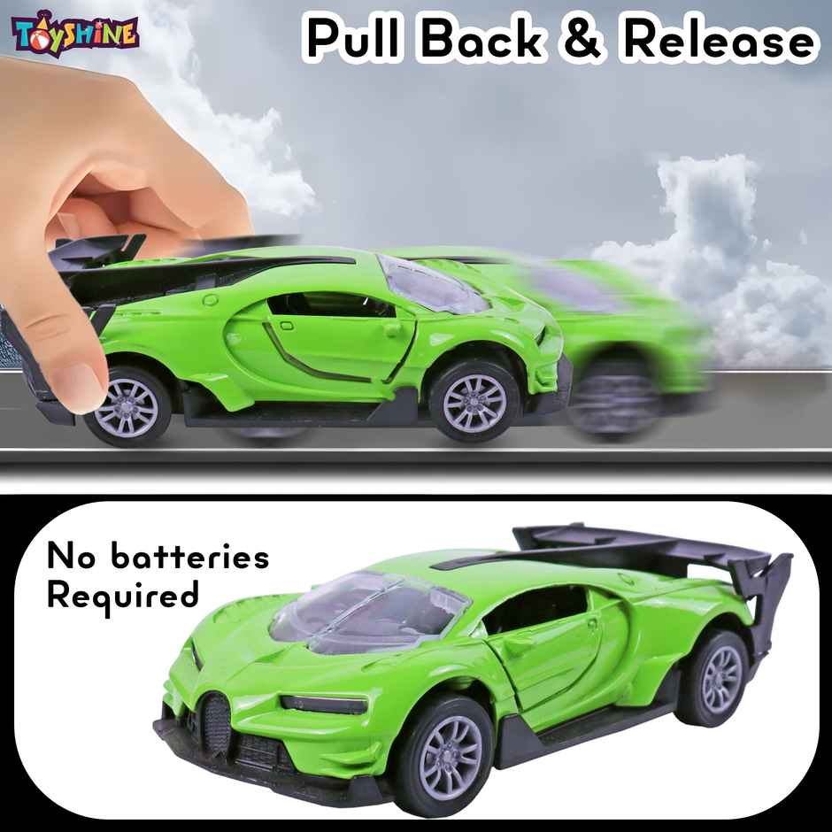 Toyshine 1:32 Scale Die Cast Sports Model Vehicle Toy Car With Pull Back, Green
