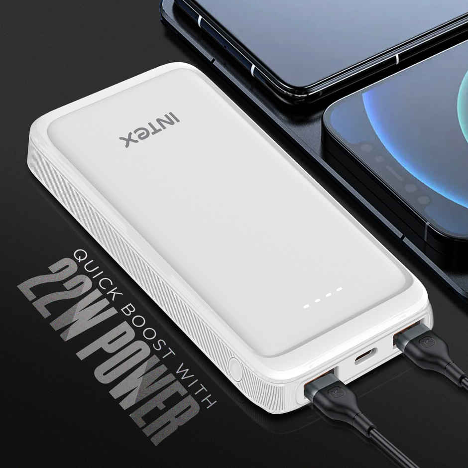 Intex 10000 mAh 22 W Power Bank (White, Lithium Polymer, Fast Charging for Mobile)