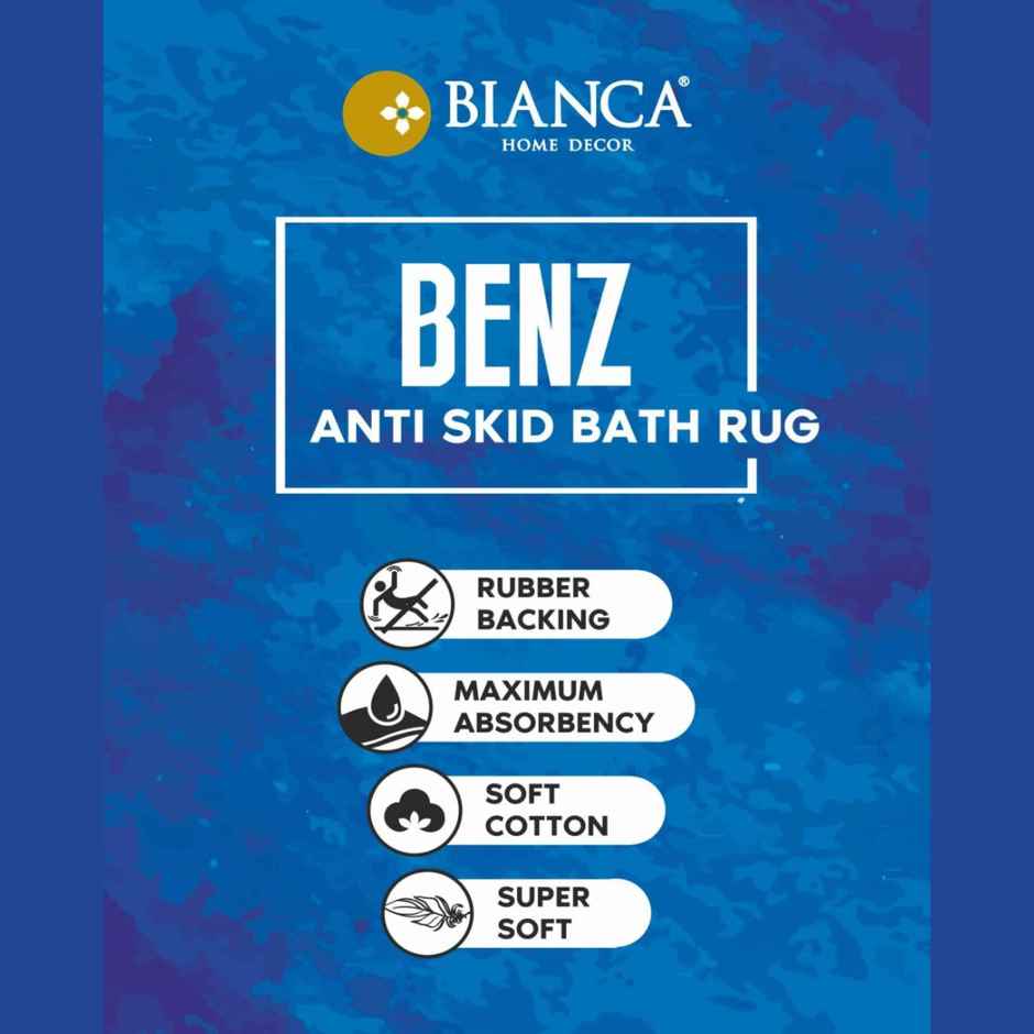 Bianca Soft Cotton Anti Slip Bath Mat | 41 x 61 cm | Benz Solid | Mouse