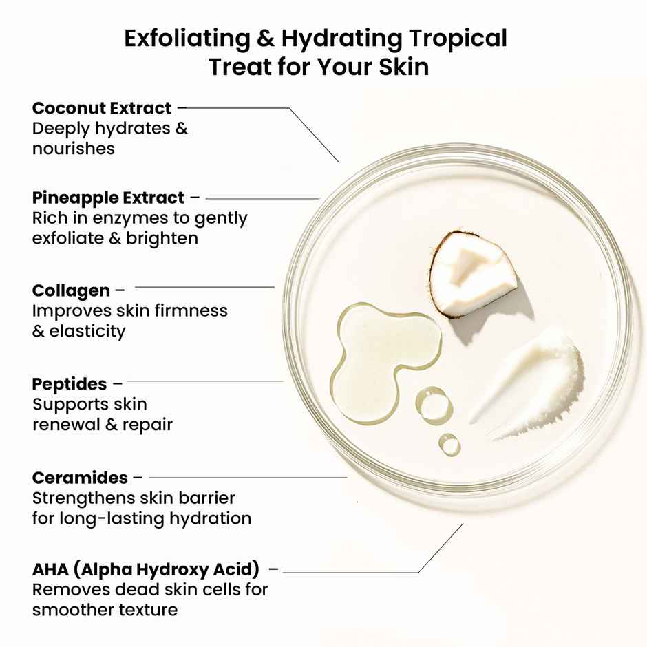 Wild Oak Pina Colada Shea Butter Sugar Body Scrub with Collagen & Peptides | De-tan & Bumpy Skin