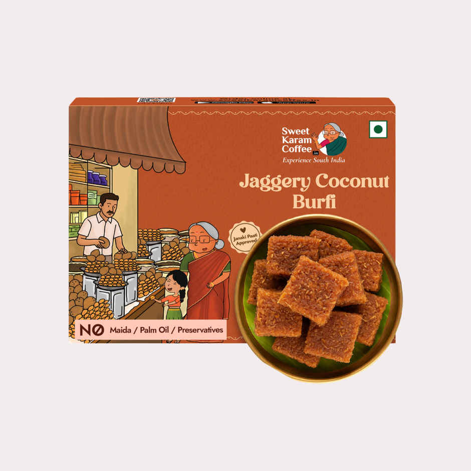Sweet Karam Coffee Jaggery Coconut Burfi | No Preservatives