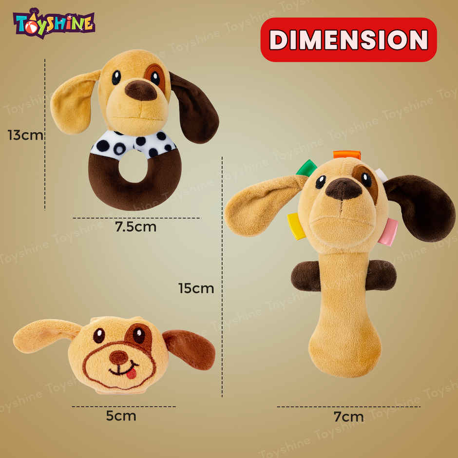 Spanker Baby Hand Cute Soft Dog Rattle Set