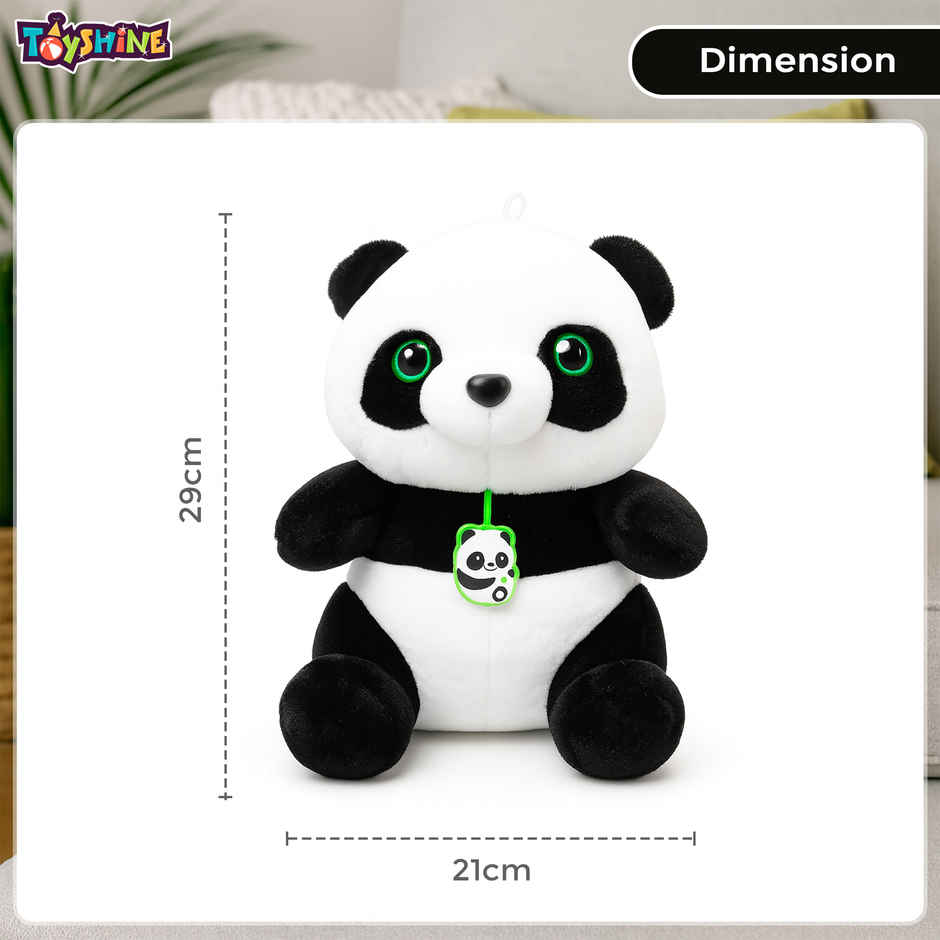 Spanker Panda Soft Toy Black & White Plush with Green Eyes - 26 cm