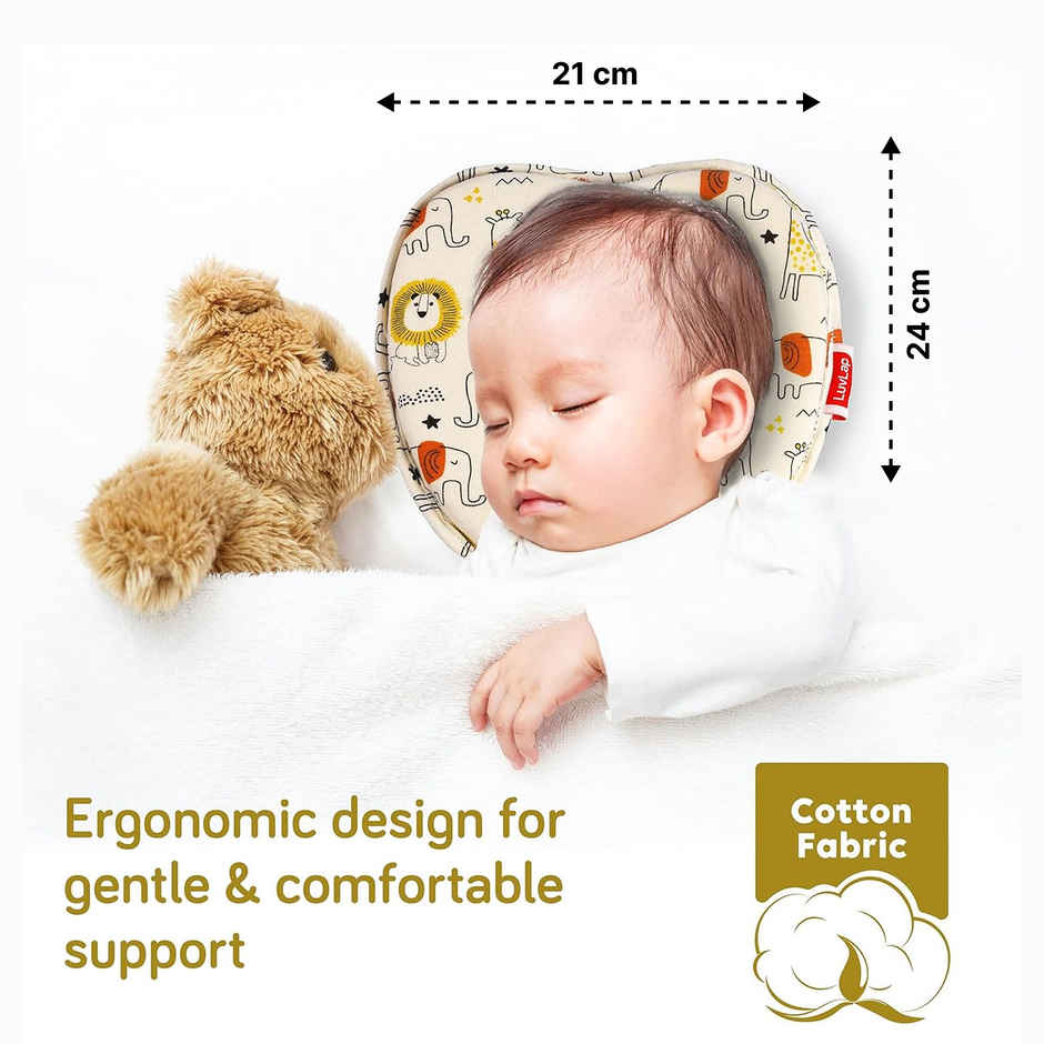 LuvLap New Born Baby Head Sleeping Pillow of Apple Shape, to Prevent Flat Head Syndrome, 0m+