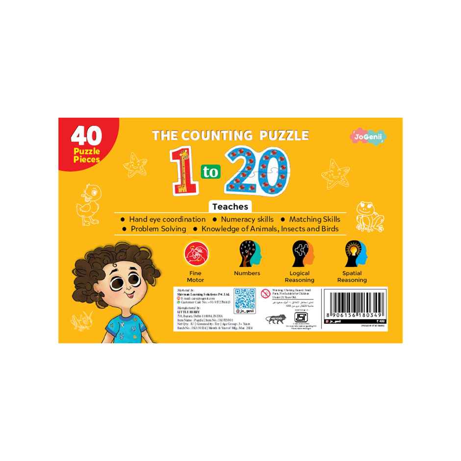 JoGenii 1 To 20 Counting Jigzaw Puzzle | Fun And Educational 40 Piece Jigsaw Puzzle