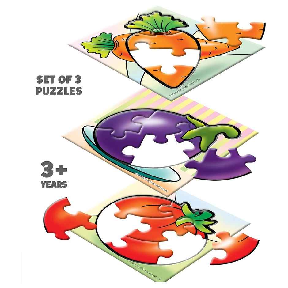 Frank Vegetables - A Set Of 3 First Puzzles - 4, 5 & 6 Pieces