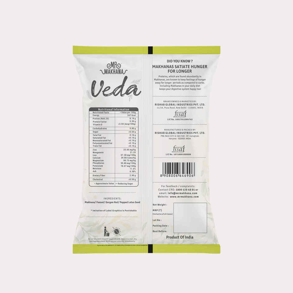 Mr Makhana Veda Premium Plain & Raw Flower Makhana & Phocnut: Plant Base, Gluten Free, High In Calcium