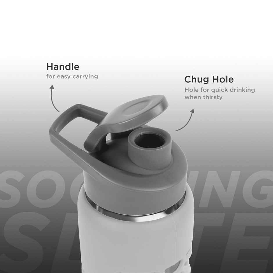 Glasafe Clear Grip Borosilicate Glass Bottle With Protective Silicone Sleeve (Soothing Slate) 750Ml