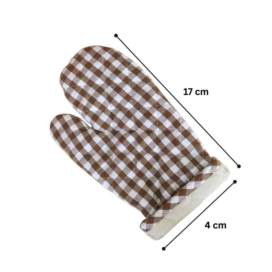 Lushomes Oven Gloves - Brown | Small Microwave Gloves | Kitchen Hand Gloves | 7 x 13 inch