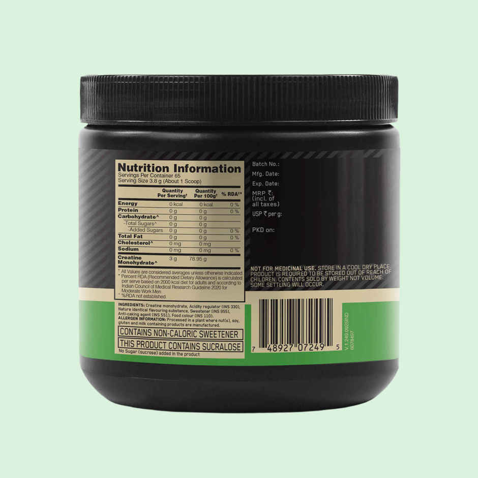 Optimum Nutrition Micronized Creatine Powder | 65 Serves Citrus Orange 3 G