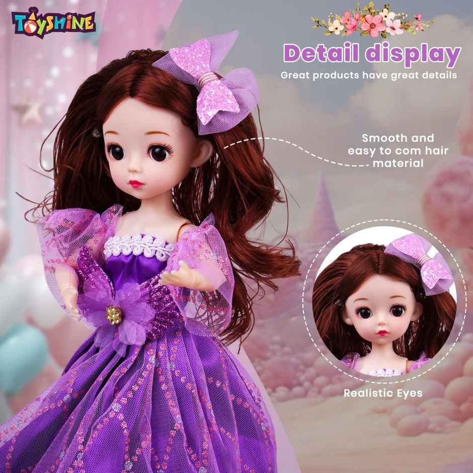 Toyshine 9 Inch Alia Doll In Wedding Dress | Pretend Play Toy | Purple