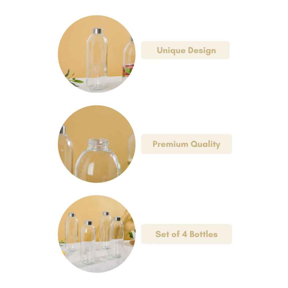 Nestasia Borosilicate Glass Water Bottles 1L Set Of 4