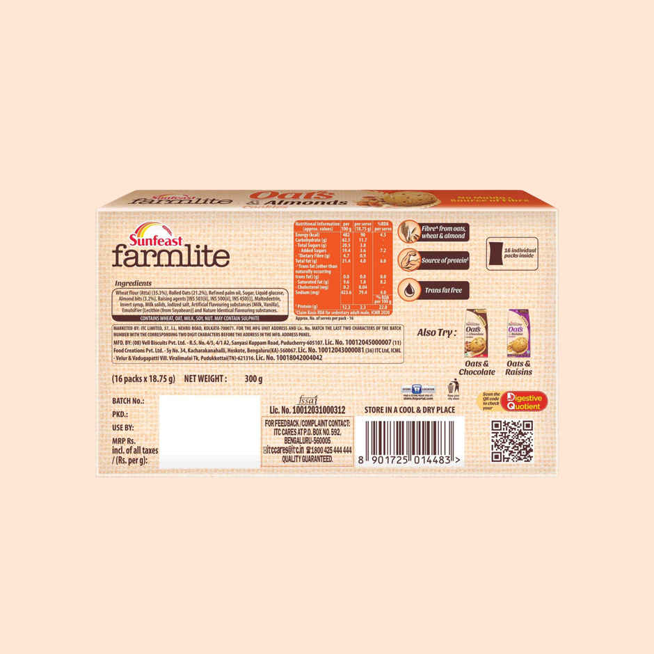 Sunfeast Farmlite Oats & Almonds Cookies
