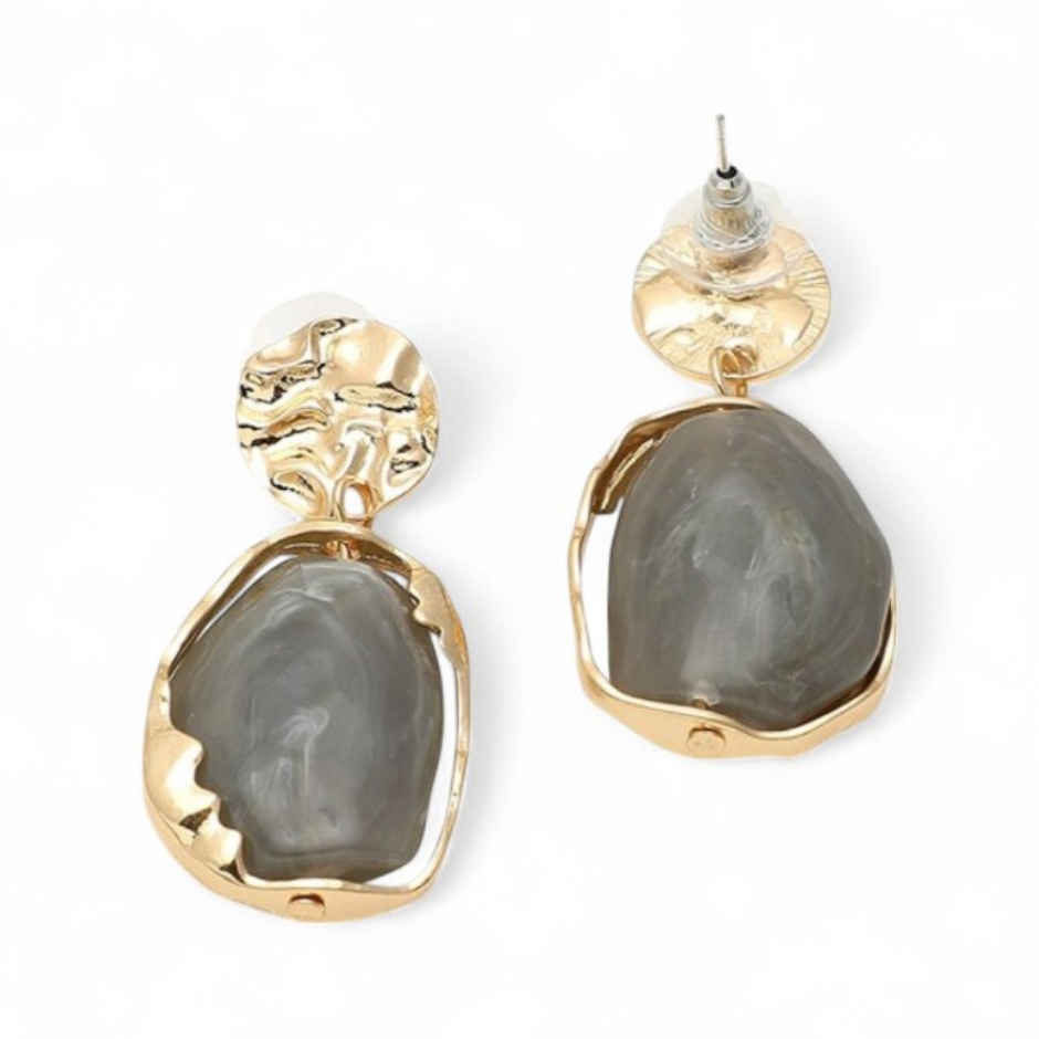Just Lil Things Resinl Marble Grey Earrings | Jlt11233