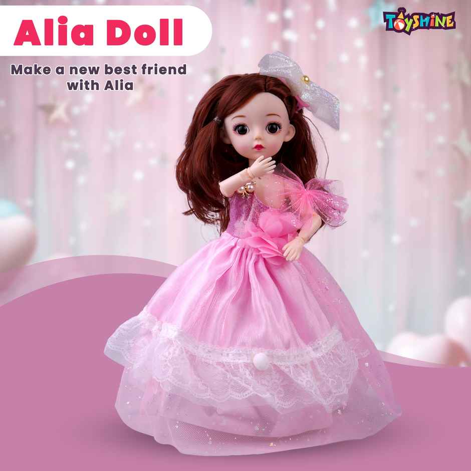 Toyshine 9 Inch Alia Doll In Wedding Dress | Pretend Play Toy | Pink