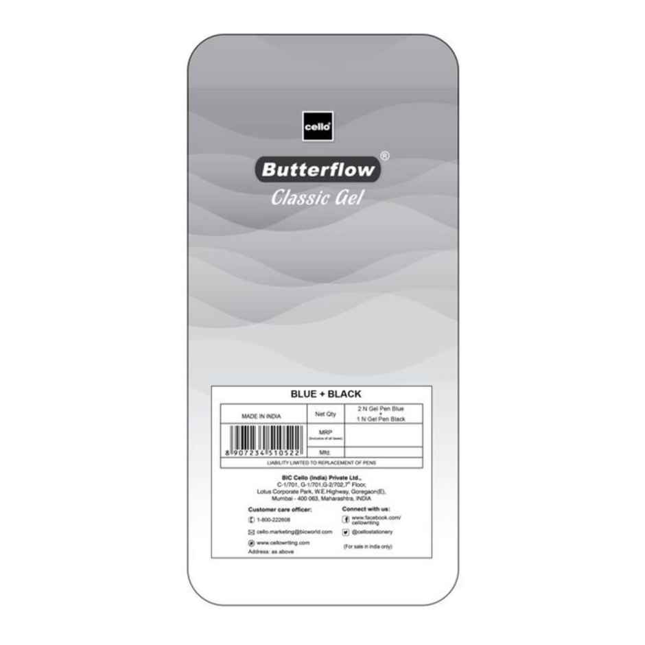 Cello Butterflow Classic Gel pen Blister (2 Blue + 1 Black )