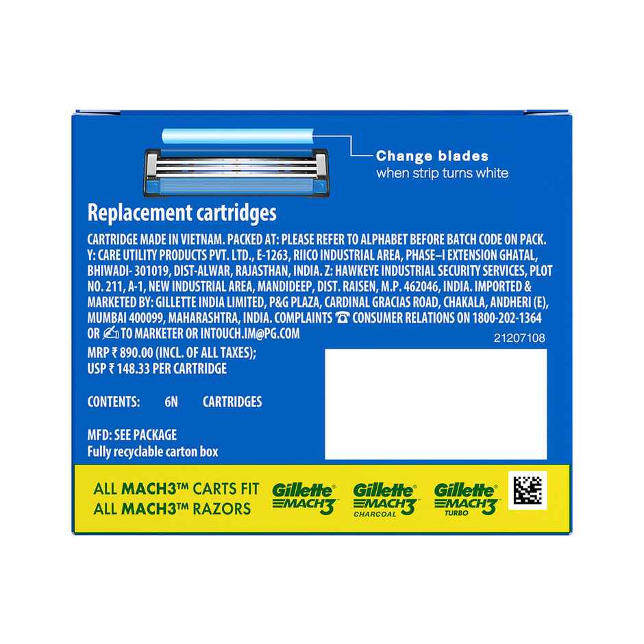 Gillette Mach3 Shaving Blades For Men (6 Cartridges)