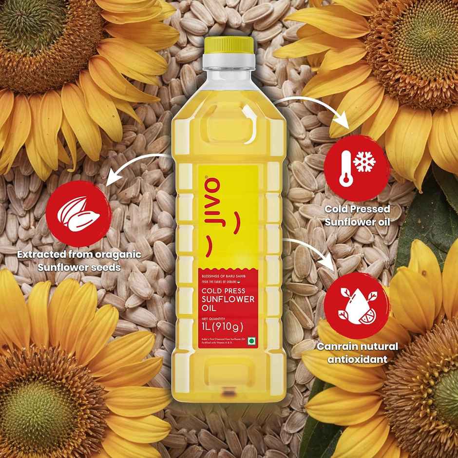 Jivo Sunflower Cold Pressed Oil | Vitamin Fortified Cooking Oil