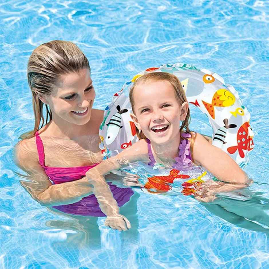 Intex 51cm Assorted Prints Swim Ring: Colorful Inflatable Pool Float