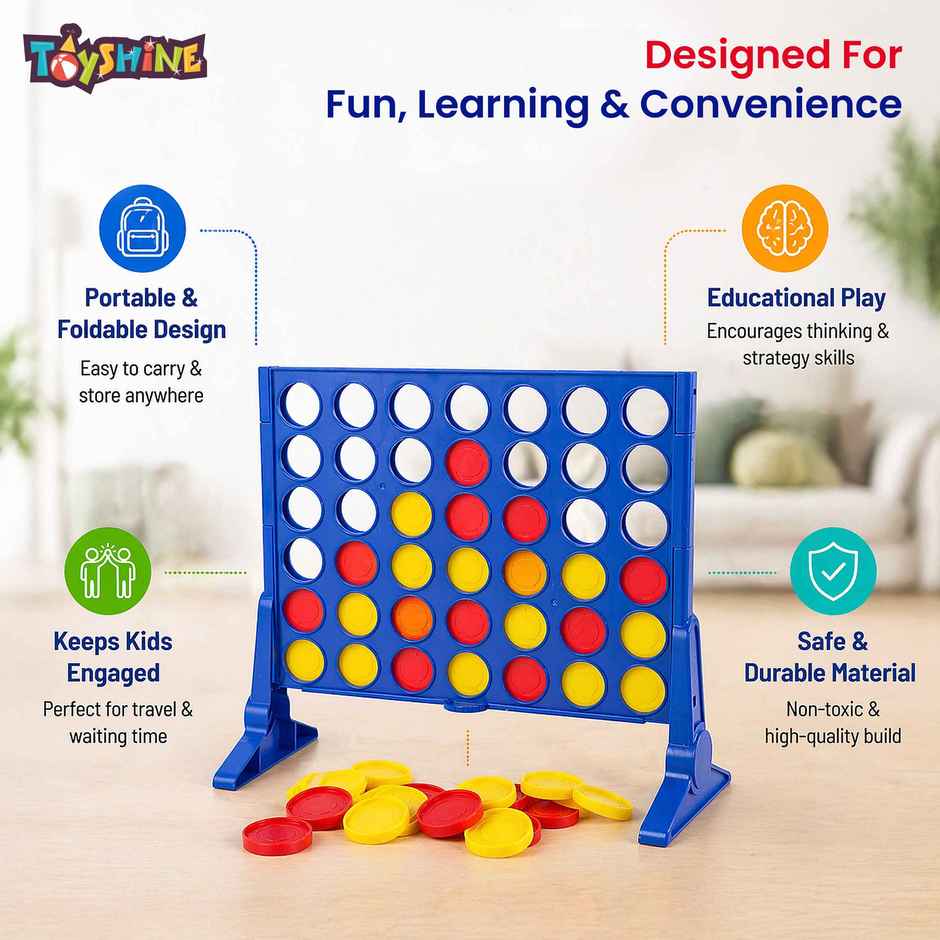 Toyshine 4 In A Row Connect Exciting Strategy Game For 2 Players Indoor Family Fun Game | 3+ Years