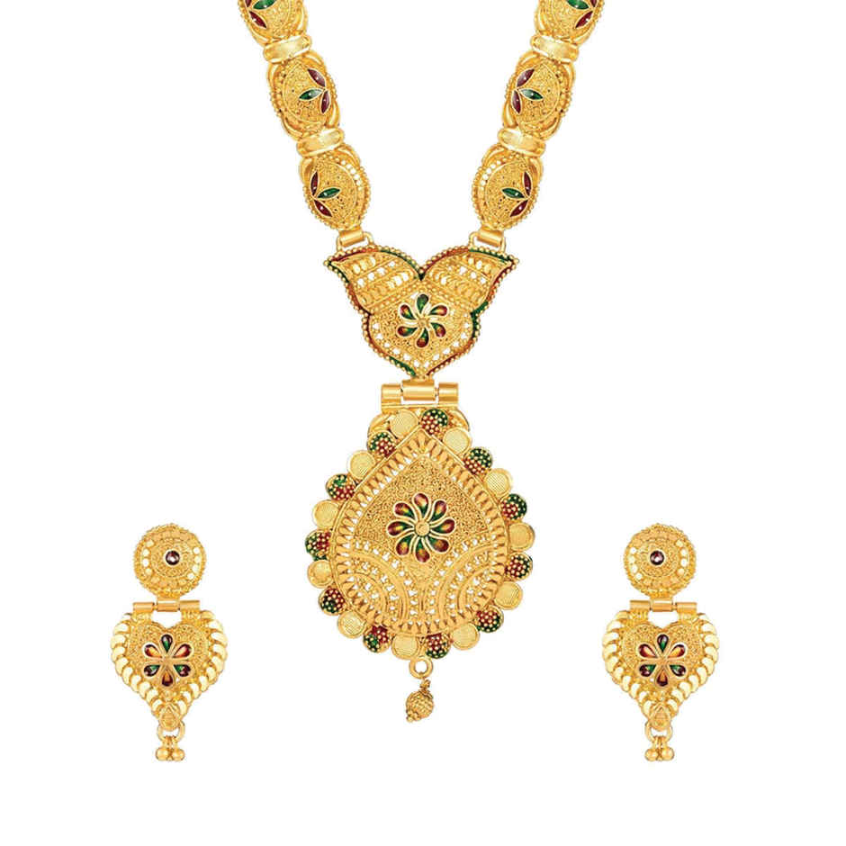 Shining Diva Fashion Latest Design One Gram Gold Plated Jewellery Set for Women and Girls 11503s