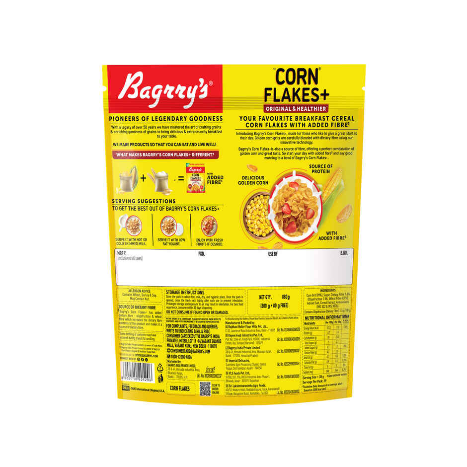 Bagrrys Corn Flakes Plus Original Healthier - Added Fibre