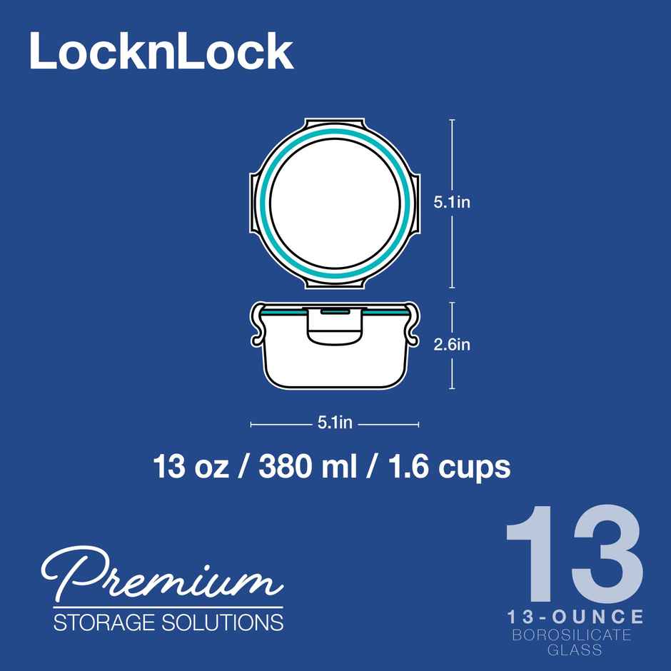 LocknLock Euro Round Bake and Store Container | Transparent - 380 ml