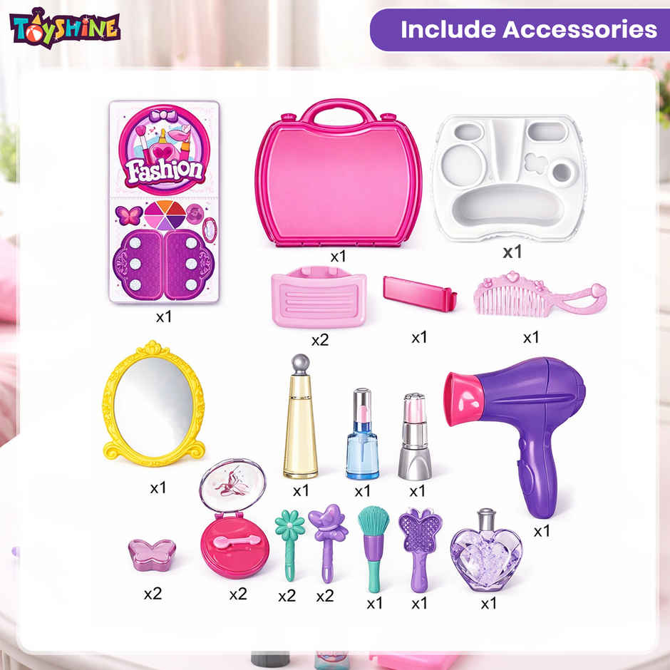Toyshine Carry Along Beauty Set Toy with Briefcase and Accessories, (Multicolour)